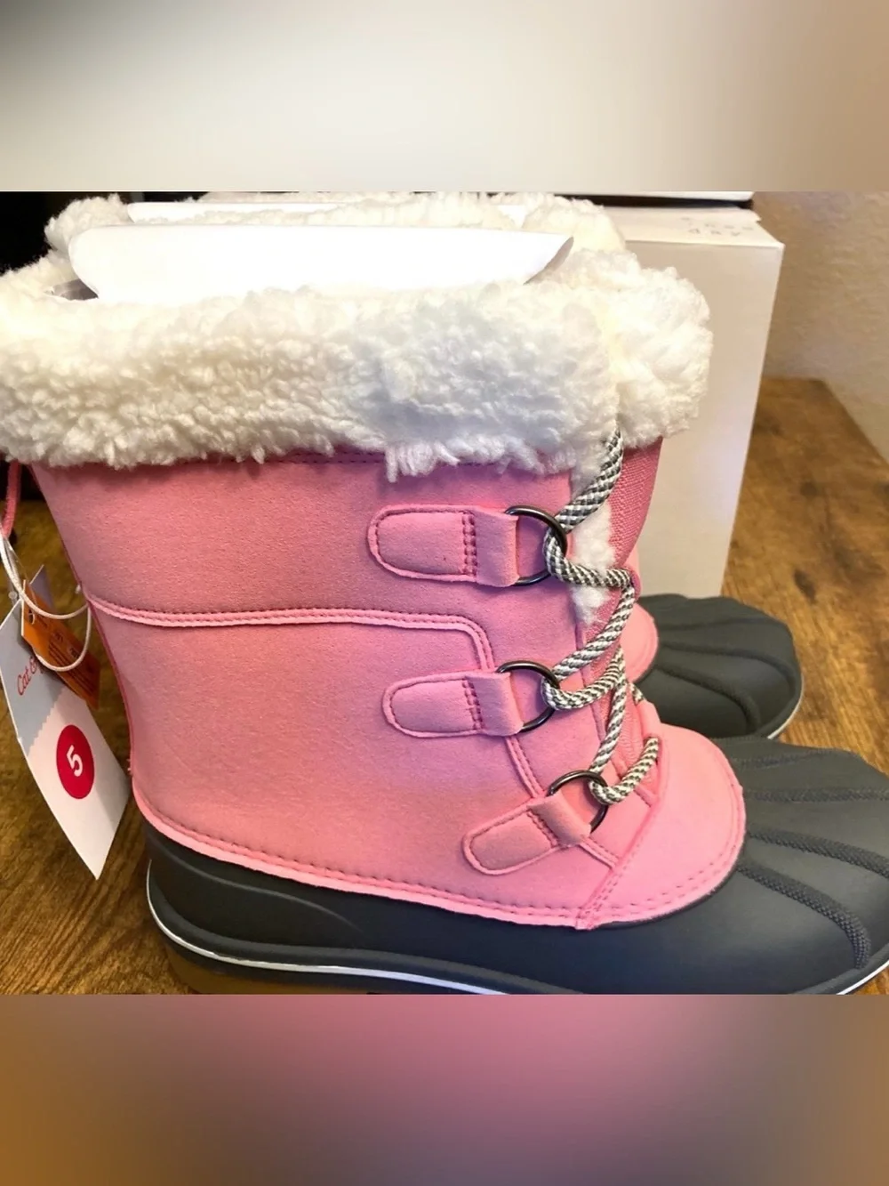 Kids' Kit Waterproof Snow Boots - Cat & Jack™ Pink Big girl Size 5 New